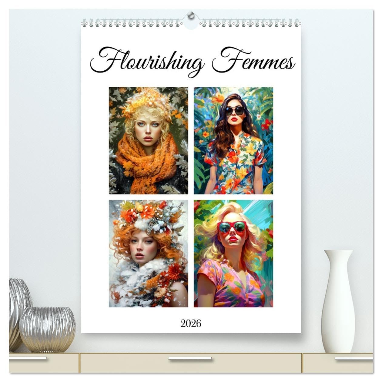Flourishing Femmes (High Quality Premium Wall Calendar 2026 DIN A2 portrait),CALVENDO 12 Month Wall Calendar: Embark on a journey through the realms ... your senses with their everlasting allure.