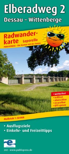 Radwanderkarte Elberadweg 2 Dessau-Wittenberge: Mit Ausflugszielen, Einkehr- & Freizeittipps, reissfest, wetterfest, abwischbar, GPS-genau. 1:50000: ... beschriftbar und wieder abwischbar