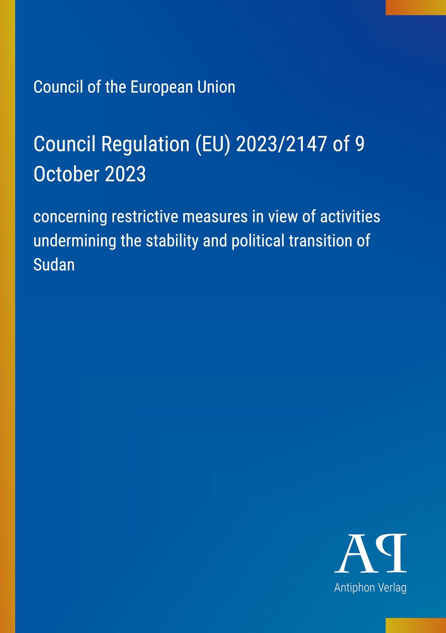 Council Regulation (EU) 2023/2147 of 9 October 2023