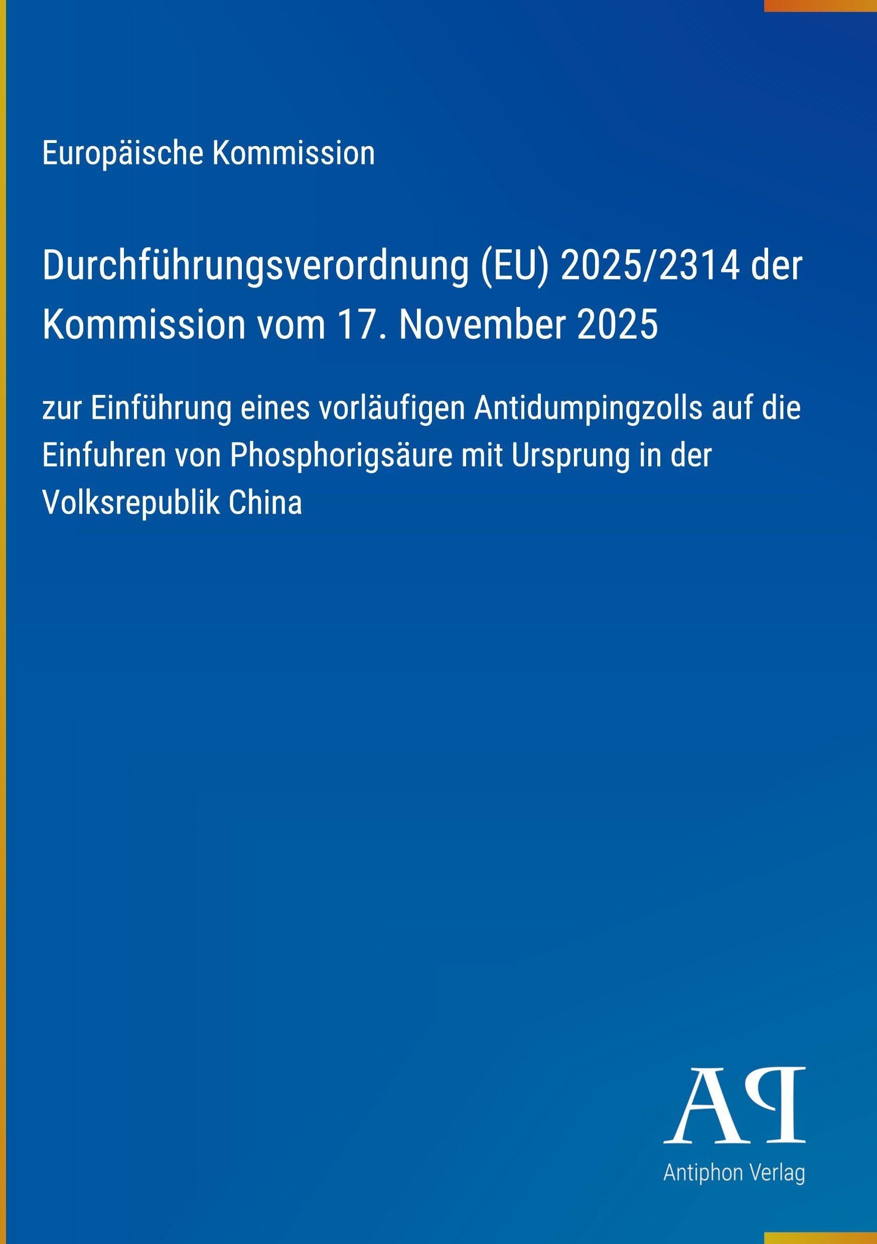 Durchführungsverordnung (EU) 2025/2314 der Kommission vom 17. November 2025
