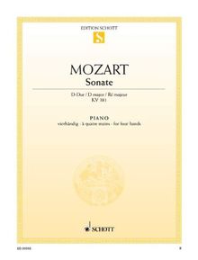 Sonate D-Dur: KV 381. Klavier 4-händig. (Edition Schott Einzelausgabe)