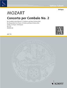 Concerto II G-Dur: nach Klaviersonaten von Johann Christian Bach. KV 107. Cembalo (Klavier), 2 Violinen und Bass (Violoncello). Partitur und Stimmen. (Antiqua)