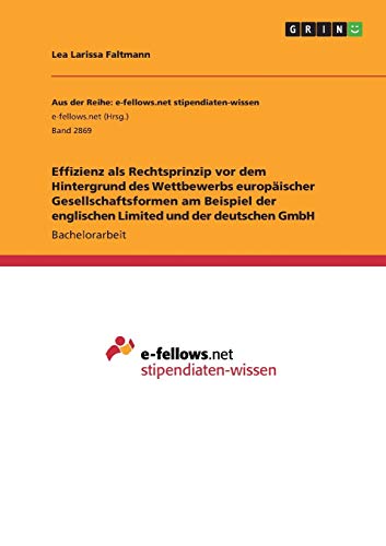 Effizienz als Rechtsprinzip vor dem Hintergrund des Wettbewerbs europäischer Gesellschaftsformen am Beispiel der englischen Limited und der deutschen GmbH