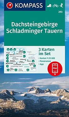 KOMPASS Wanderkarten-Set 293 Dachsteingebirge, Schladminger Tauern (3 Karten) 1:25.000: mit Panoramen, inklusive Karte zur offline Verwendung in der KOMPASS-App. Fahrradfahren. Skitouren.