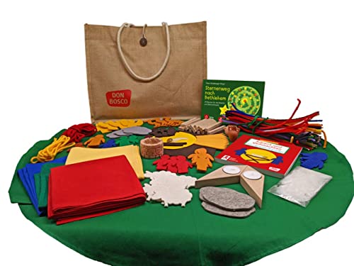 Peter Hitzelberger Erzähltasche Für Advent Und Weihnachten, Die Weihnachtsgeschichte Als Bodenbild, Set Mit Buch, Karten Und Filz-Figuren. Für Die Kita,