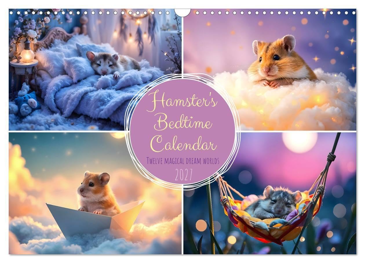 Hamster's Bedtime Calendar - Twelve magical dream worlds (Wall Calendar 2027 DIN A3 landscape), CALVENDO 12 Month Wall Calendar