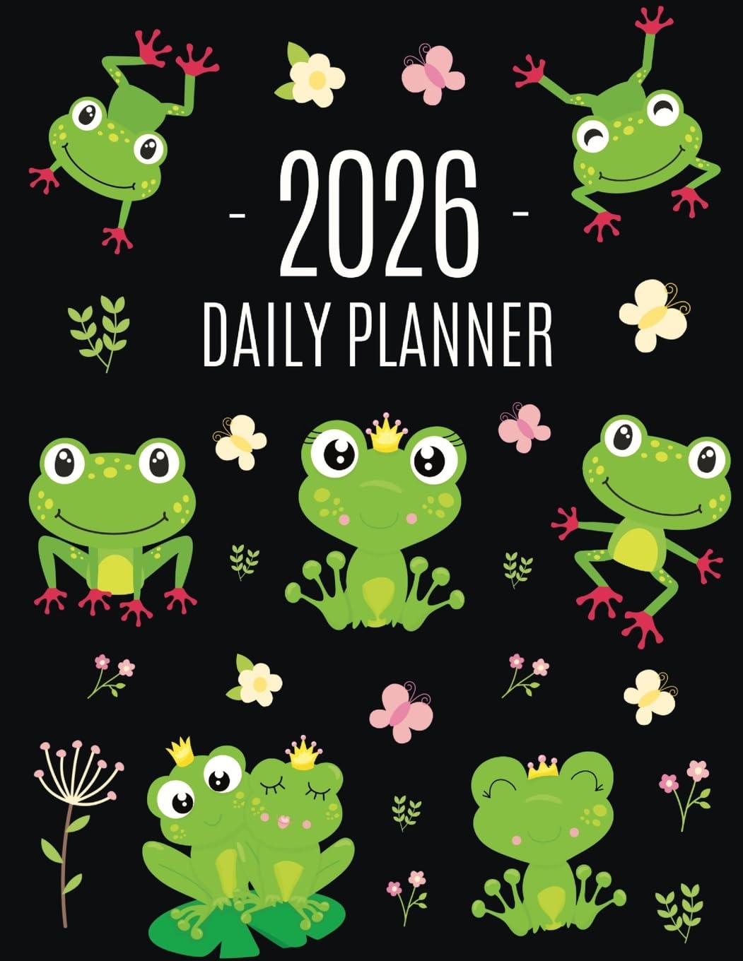 Press, Pimpom Pretty Frog Planner 2026, Funny Amphibian Monthly Agenda | January-December Organizer (12 Months) | Cute Green Water Animal Scheduler