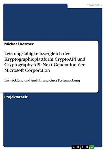 Leistungsfähigkeitsvergleich der Kryptographieplattform CryptoAPI und Cryptography API: Next Generation der Microsoft Corporation: Entwicklung und Ausführung einer Testumgebung