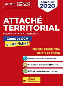 Attaché territorial, concours 2020 : externe, interne, catégorie A : cours et QCM en 42 fiches