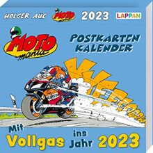 MOTOmania Postkartenkalender 2023: Wochenkalender mit Tages-Verbrauchsanzeige für Motorradfahrer und Biker