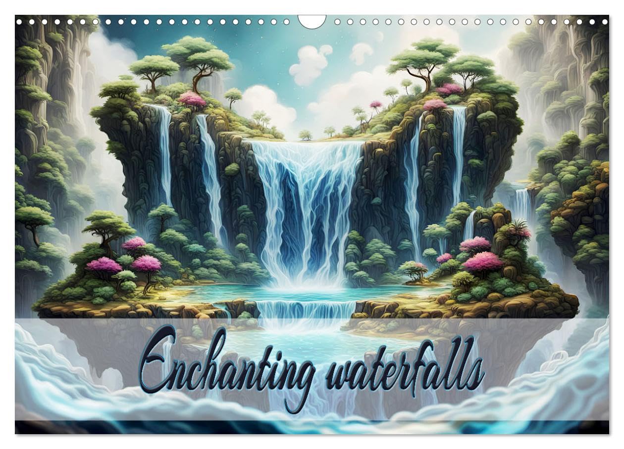 Enchanting waterfalls (Wall Calendar 2026 DIN A3 landscape), CALVENDO 12 Month Wall Calendar: Unique enchanted waterfalls, generated with AI.