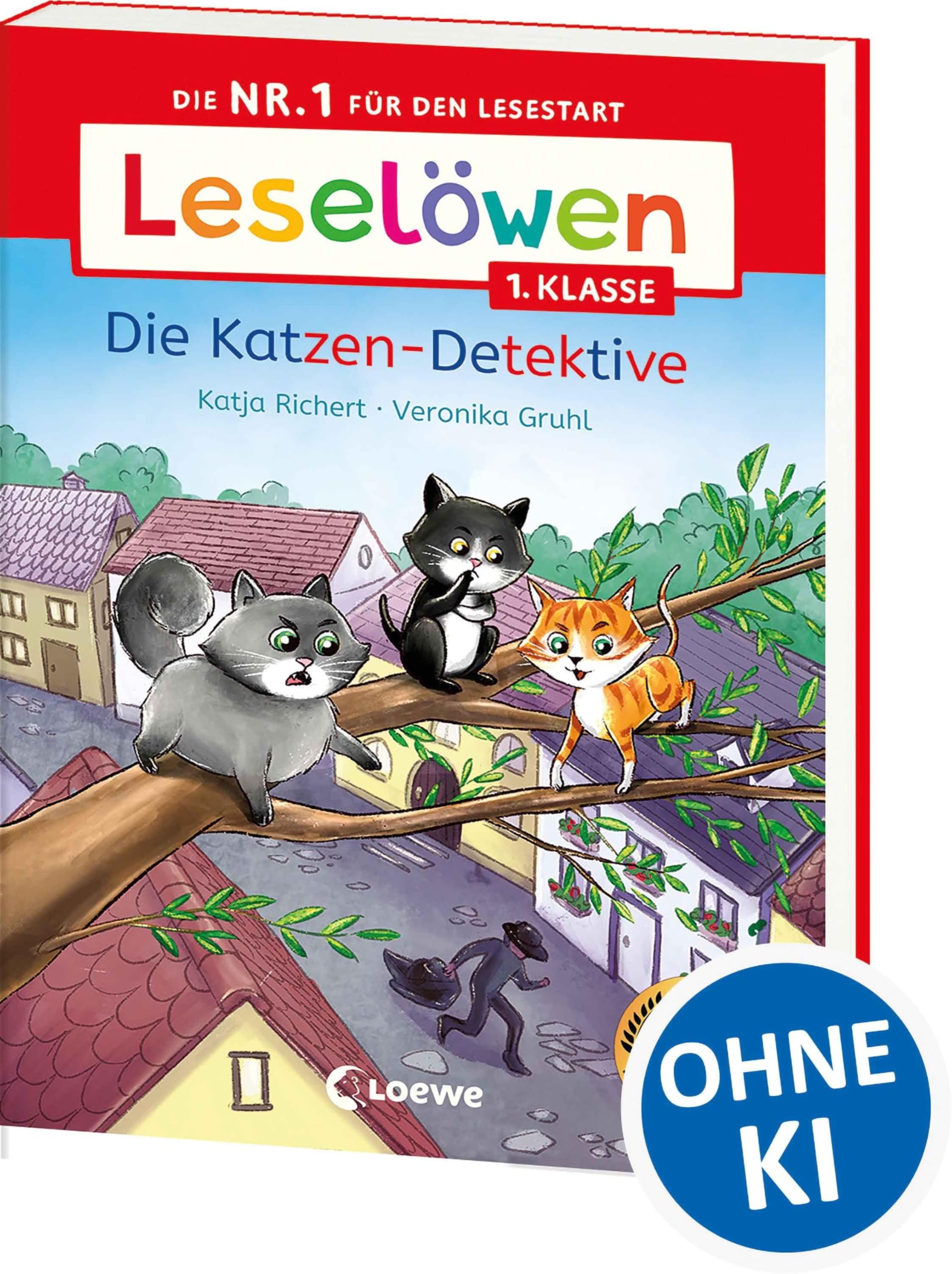 Leselöwen 1. Klasse - Die Katzen-Detektive: Auf ins Leseabenteuer! - Die Nr. 1 für den Lesestart als praktische Broschurausgabe für unterwegs - Erstlesebuch mit Silbenfärbung für Kinder ab 6 Jahren