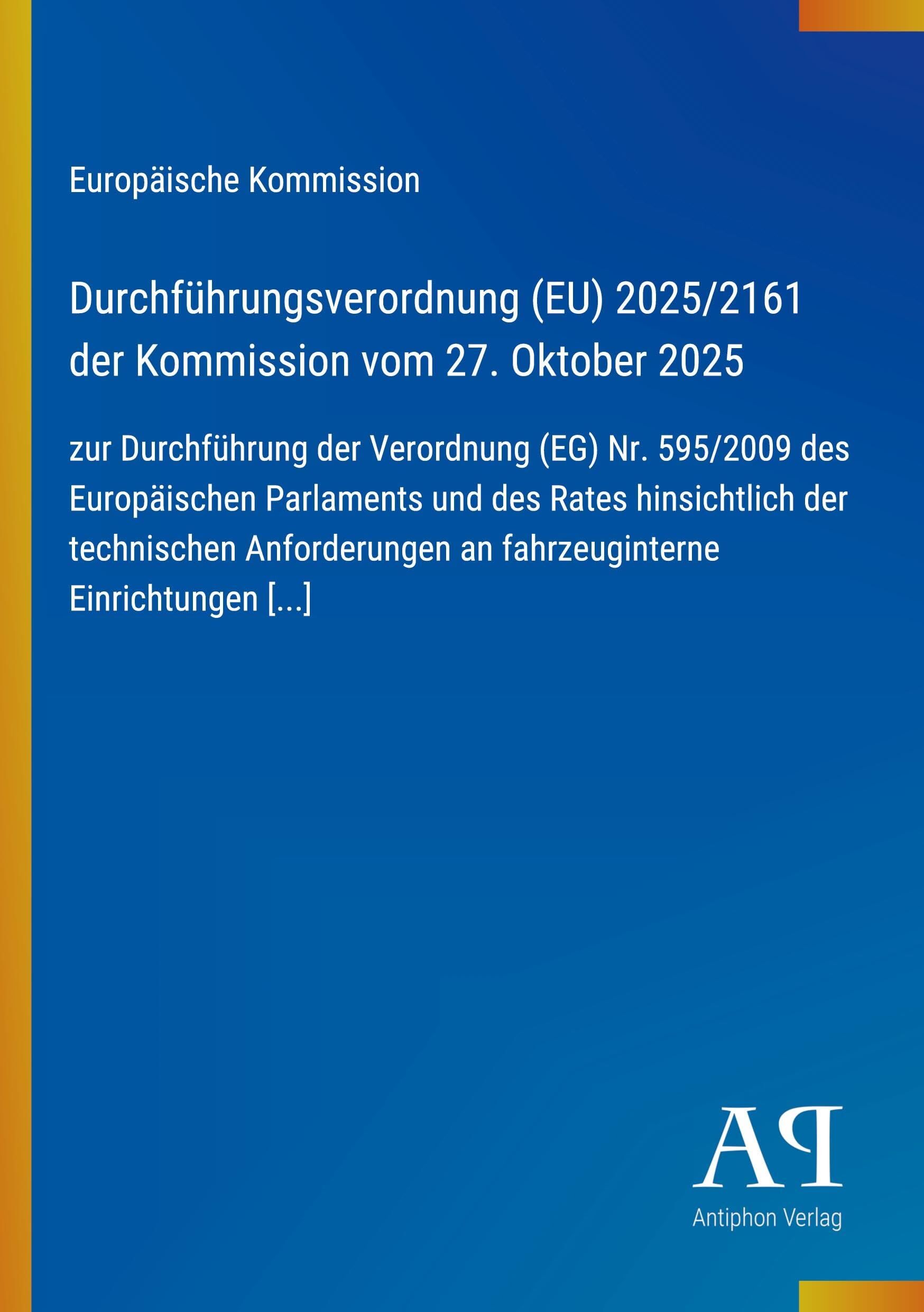 Durchführungsverordnung (EU) 2025/2161 der Kommission vom 27. Oktober 2025