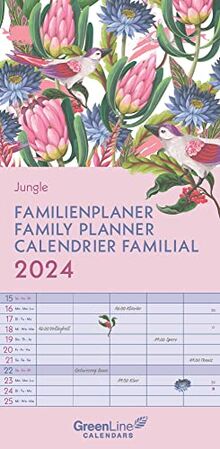 GreenLine Jungle 2024 Familienplaner - Wandkalender - Familien-Kalender - 22x45
