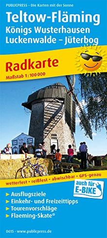 Teltow - Fläming, Königs Wusterhausenm Luckenwalde - Jüterbog: Radkarte mit Ausflugszielen, Einkehr- & Freizeittipps, Flaeming-Skate, wetterfest, ... GPS-genau. 1:100000 (Radkarte / RK)