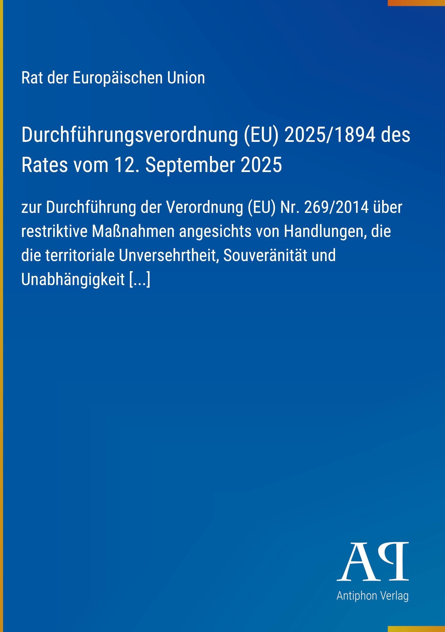 Durchführungsverordnung (EU) 2025/1894 des Rates vom 12. September 2025