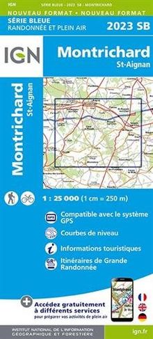 Montrichard - St. Aignan 1 : 25 000 Carte Topographique Serie Bleue Itineraires de Randonnee