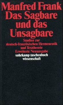 Das Sagbare und das Unsagbare: Studien zur französischen Hermeneutik und Texttheorie