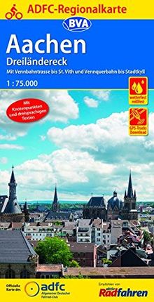 ADFC-Regionalkarte Aachen /Dreiländereck, 1:75.000, reiß- und wetterfest, GPS-Tracks Download: Mit Knotenpunktsystem in Belgien, Niederlande und ... Texte (ADFC-Regionalkarte 1:75000)