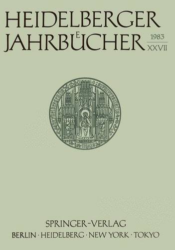 Heidelberger Jahrbücher 1983 XXVII