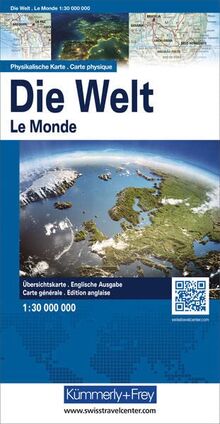 Die Welt, physikalisch, 1:30 Mio. (Kümmerly+Frey Welt- und Kontinentkarten)
