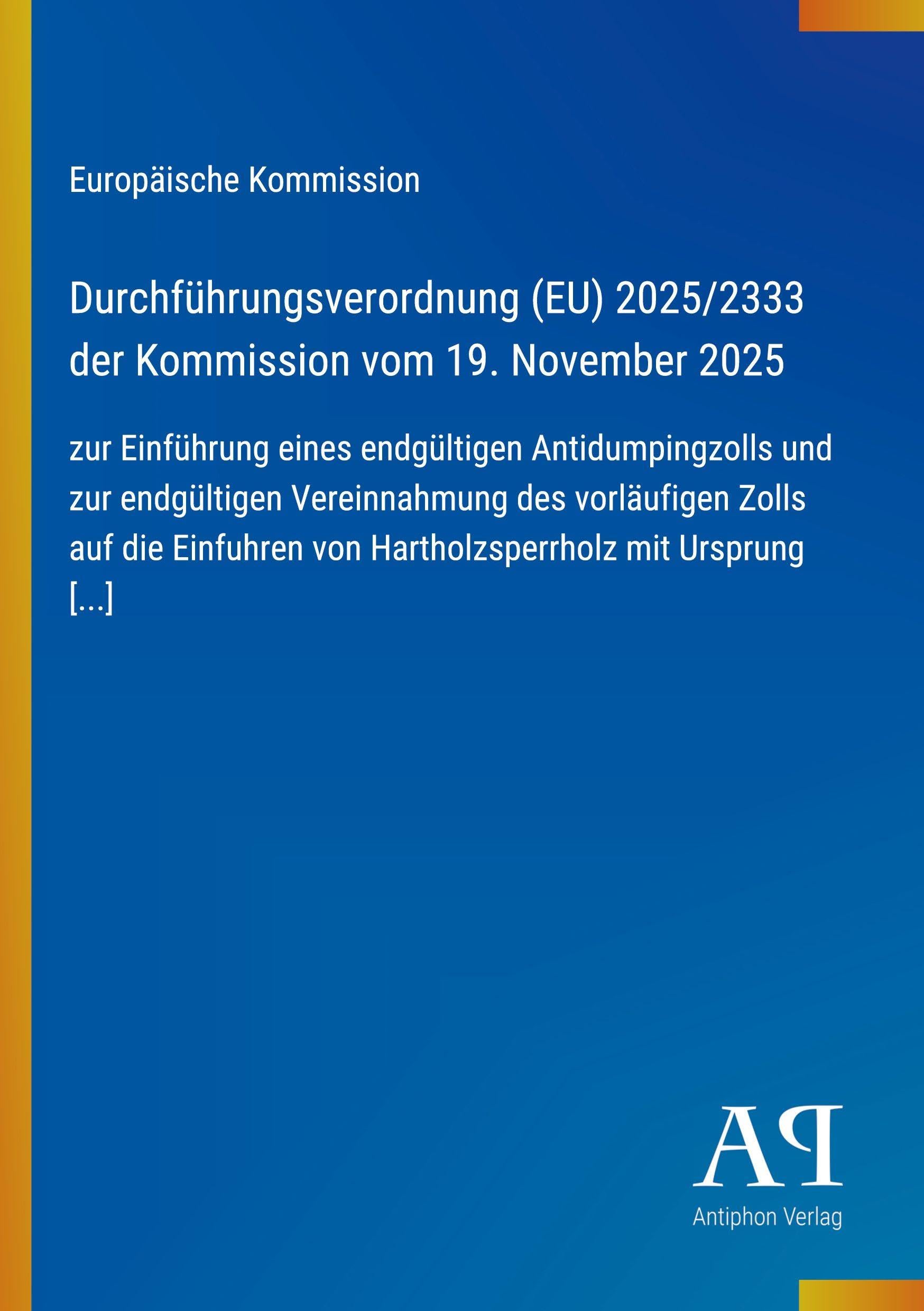 Durchführungsverordnung (EU) 2025/2333 der Kommission vom 19. November 2025