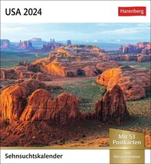 USA Sehnsuchtskalender 2024: Wochenkalender mit 53 Postkarten (Sehnsuchtskalender von Harenberg)