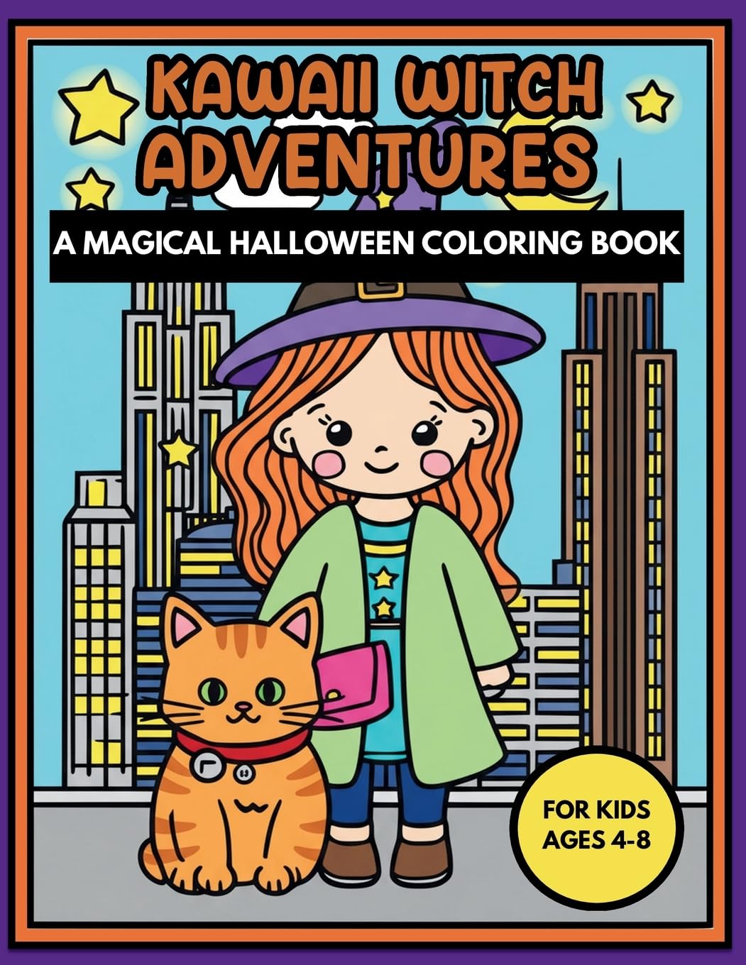 Kawaii Witch Adventures: A Magical Halloween Coloring Book for Kids Ages 4-8