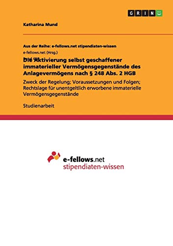 Die Aktivierung selbst geschaffener immaterieller Vermögensgegenstände des Anlagevermögens nach § 248 Abs. 2 HGB: Zweck der Regelung; Voraussetzungen ... erworbene immaterielle Vermögensgegenstände