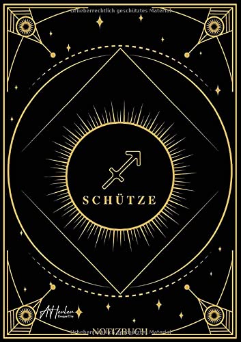 Edles Notizbuch Sternzeichen Schütze | Designed by Alfred Herler: Liniertes Notizbuch mit 150 Seiten in edlem Sternzeichen-Design zum niederschreiben ... Notizen, persönlichen Gedanken und Ideen
