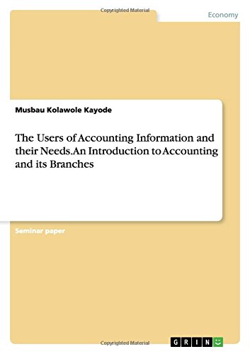The Users of Accounting Information and their Needs. An Introduction to Accounting and its Branches