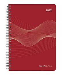 Wochenplaner PP-Einband rot 2022 - Büro-Kalender A5 - Cheftimer - red - Ringbindung - 1 Woche 2 Seiten - 128 Seiten - Alpha Edition