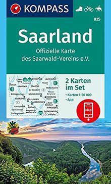 Saarland, Offizielle Karte des Saarwald-Vereins e.V.: 2 Wanderkarten 1:50000 im Set inklusive Karte zur offline Verwendung in der KOMPASS-App. Fahrradfahren. Reiten. (KOMPASS-Wanderkarten, Band 825)