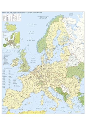 Europa-Eisenbahn-Fähren Wandkarte 97 x 137/NEUE AUFLAGE: Wandkarte / Poster