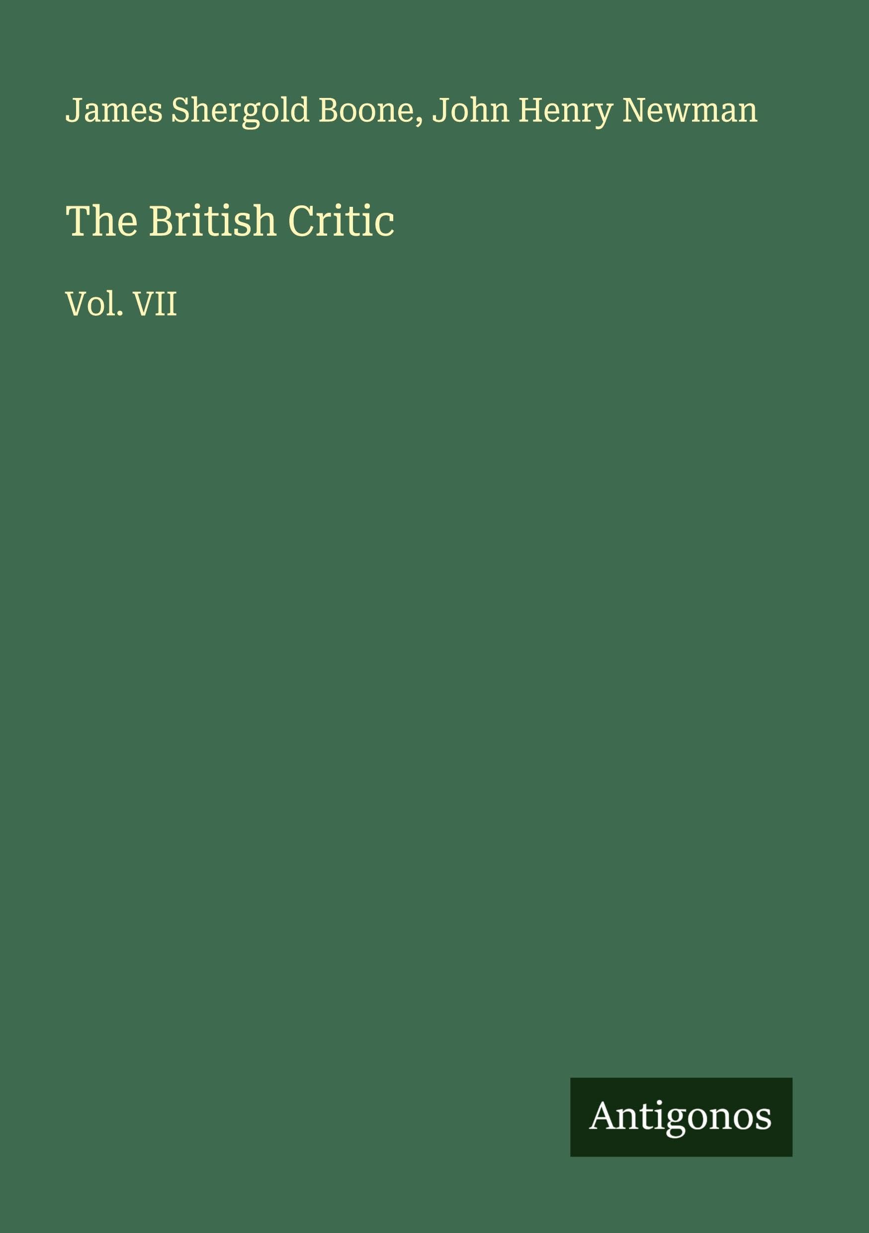 The British Critic: Vol. VII