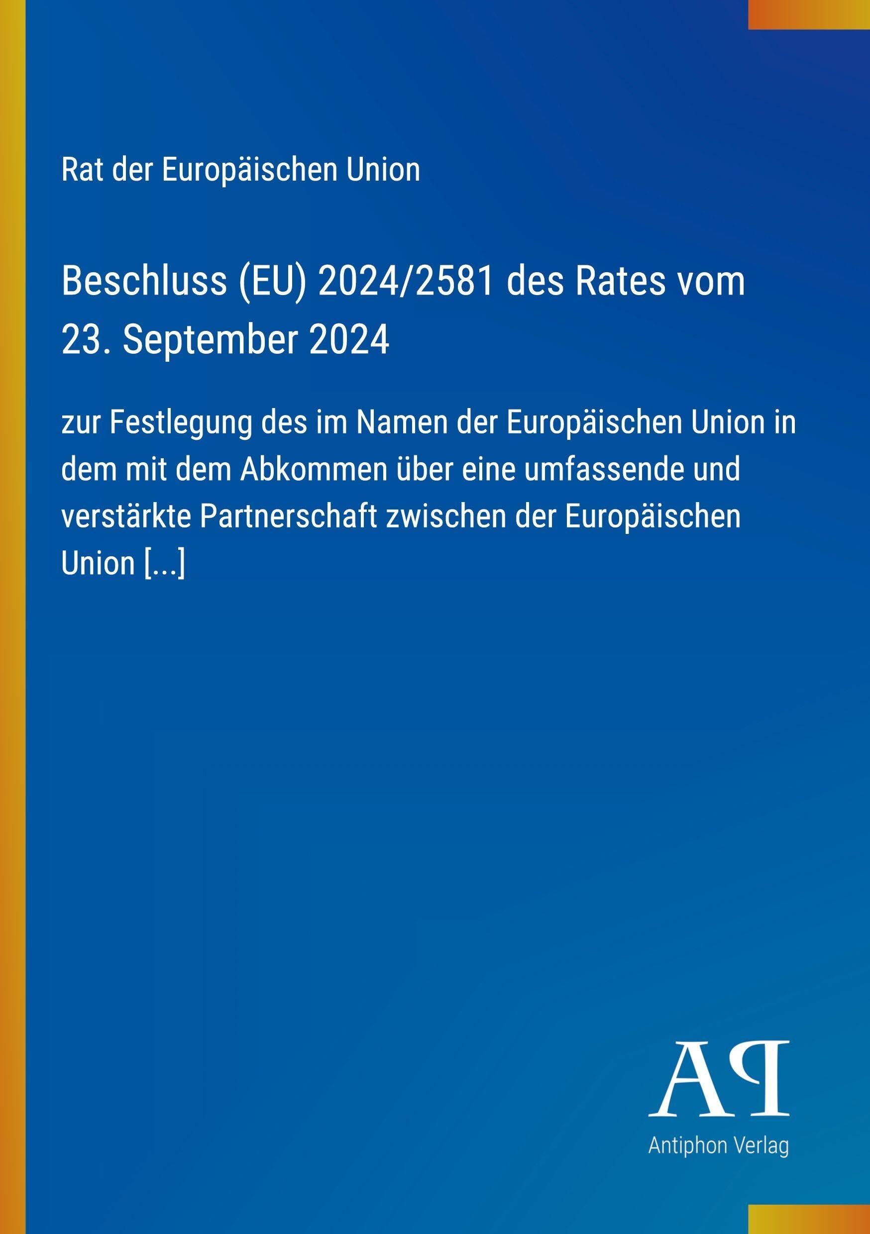 Beschluss (EU) 2024/2581 des Rates vom 23. September 2024