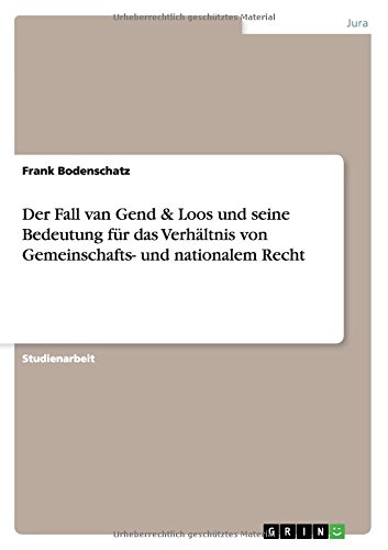 Der Fall van Gend & Loos und seine Bedeutung für das Verhältnis von Gemeinschafts- und nationalem Recht