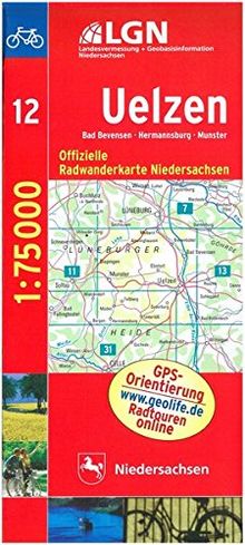 Topographische Sonderkarten Niedersachsen. Sonderblattschnitte auf der Grundlage der amtlichen topographischen Karten, meistens grösseres ... Radwanderkarte Niedersachsen, Bl.12, Uelzen