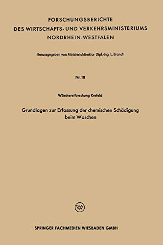Grundlagen zur Erfassung der chemischen Schädigung beim Waschen (Forschungsberichte des Wirtschafts- und Verkehrsministeriums Nordrhein-Westfalen)