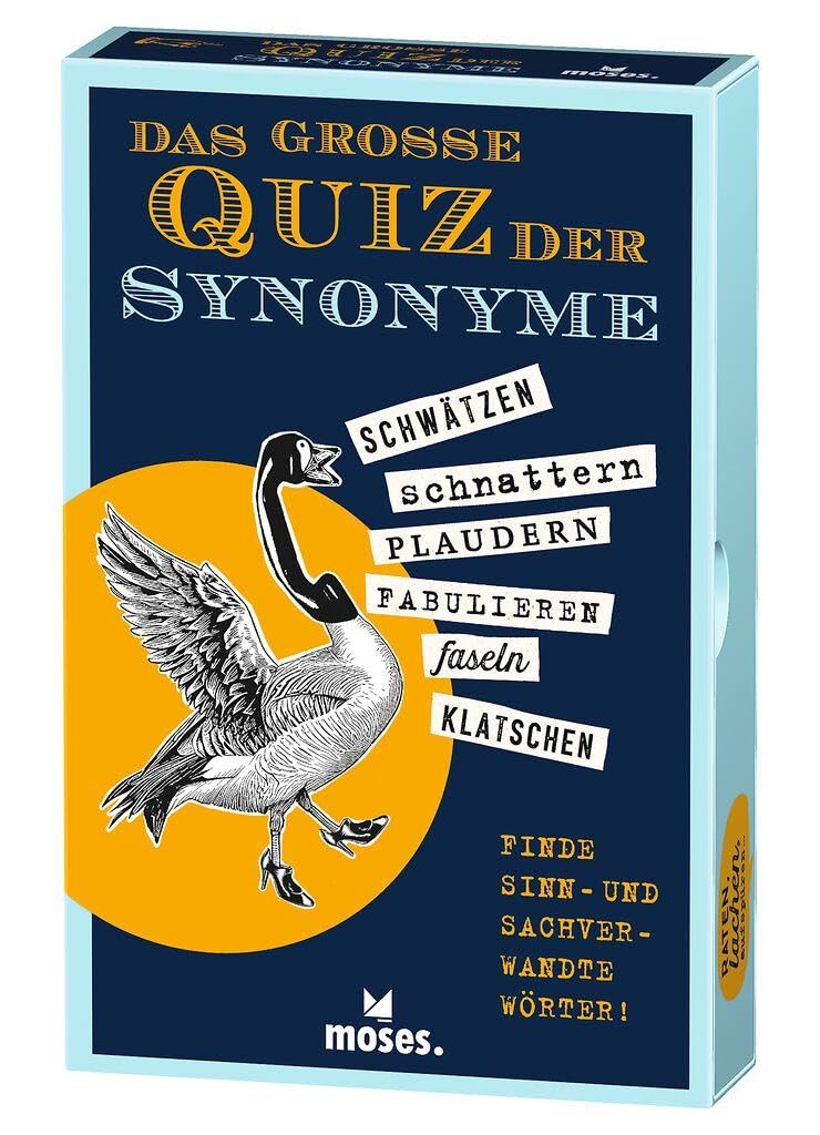moses. Das große Quiz der Synonyme, Finde Sinn- und Sachverwandte Wörter! – Sprachquiz zur Wortschatzerweiterung, 75 Karten in einer Quizbox mit Spotlack, Wörterquiz für Jugendliche und Erwachsene