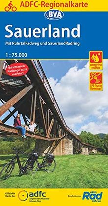 ADFC-Regionalkarte Sauerland mit Tagestouren-Vorschlägen, 1:75.000, reiß- und wetterfest, GPS-Tracks Download: Mit RuhrtalRadweg und SauerlandRadring (ADFC-Regionalkarte 1:75000)