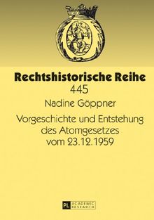 Vorgeschichte und Entstehung des Atomgesetzes vom 23.12.1959 (Rechtshistorische Reihe)