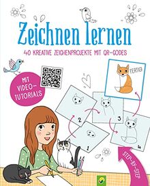 Zeichnen lernen - 40 kreative Zeichenprojekte mit QR-Codes: Zeichenschule für Kinder ab 7 Jahren mit Video-Tutorials. 40 Bilder Schritt-für-Schritt zeichnen. Mit Platz zum Üben und Profi-Tipps