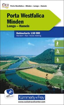 Porta Westfalica - Minden Nr. 58 Outdoorkarte Deutschland 1:50 000: Lemgo, Hameln, water resistant, free Download mit HKF Outdoor App (Kümmerly+Frey Outdoorkarten Deutschland)