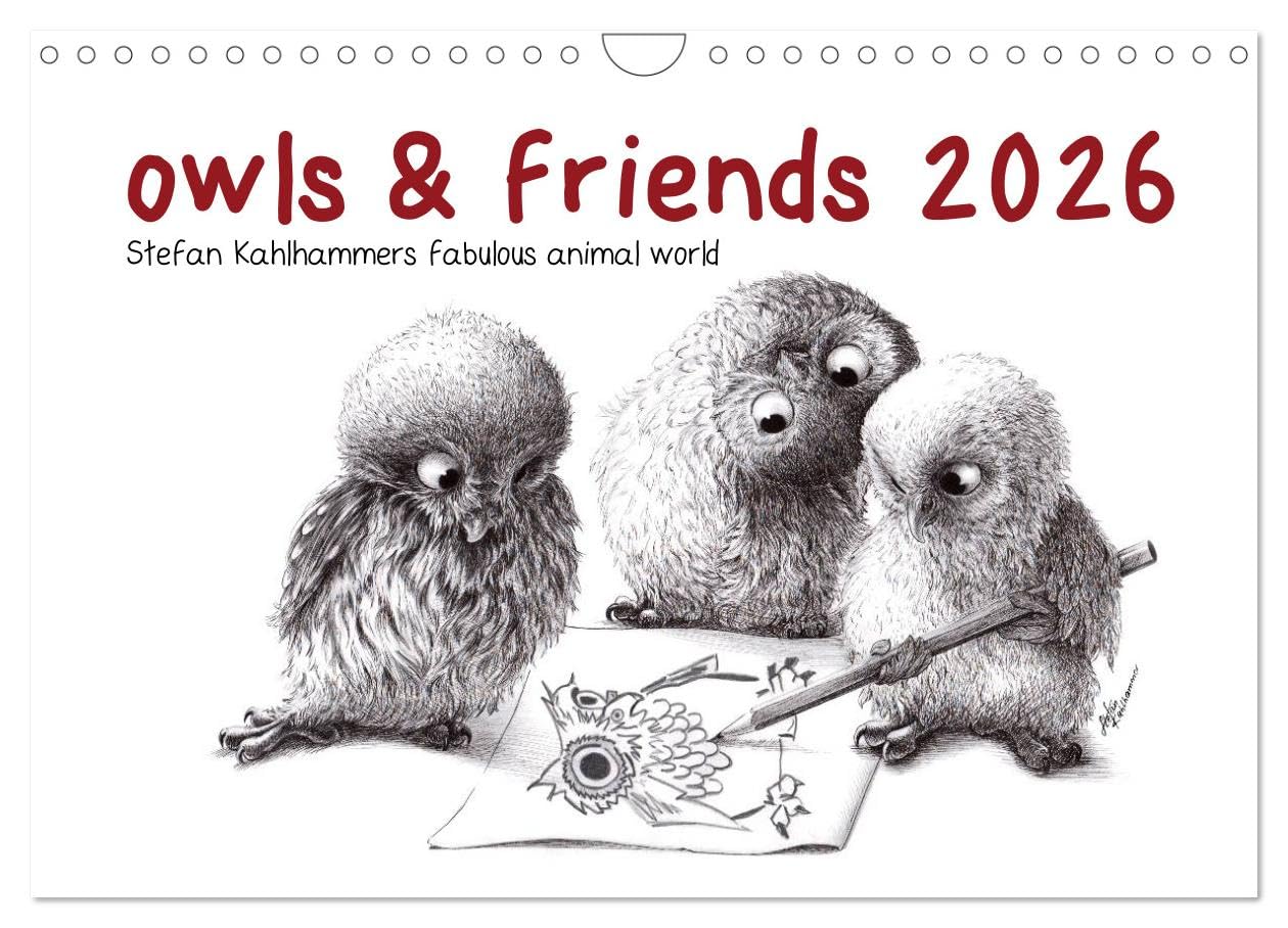 owls & friends 2026 (Wall Calendar 2026 DIN A4 landscape), CALVENDO 12 Month Wall Calendar: Stefan Kahlhammers fabulous animal world