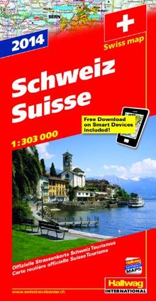 Schweiz 2014: Strassenkarte, 1:303 000 Offizielle Strassenkarte Schweiz Tourismus mit e-Distoguide via QR Code Free Download on Smart Devices included von Hallwag | Buch | Zustand gut
