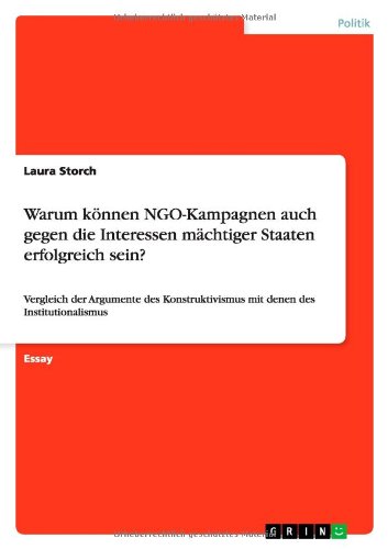 Warum können NGO-Kampagnen auch gegen die Interessen mächtiger Staaten erfolgreich sein?: Vergleich der Argumente des Konstruktivismus mit denen des Institutionalismus