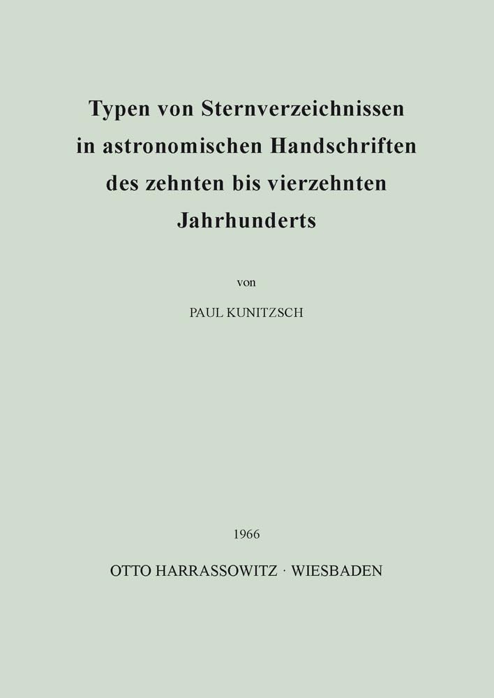 Typen von Sternverzeichnissen in astronomischen Handschriften des zehnten bis vierzehnten Jahrhunderts