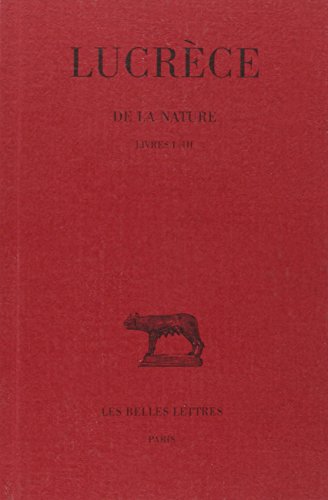 De la nature. Vol. 1. Livres I-III