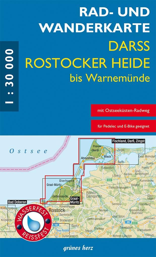 Rad- und Wanderkarte Darß, Rostocker Heide bis Warnemünde: mit Ostseeküsten-Radweg (Wasser- und reißfest)